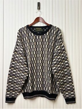 VTG 90s Tosani Sweater Mens L Textured 3D Knit Abstract Pullover Retro Chunky